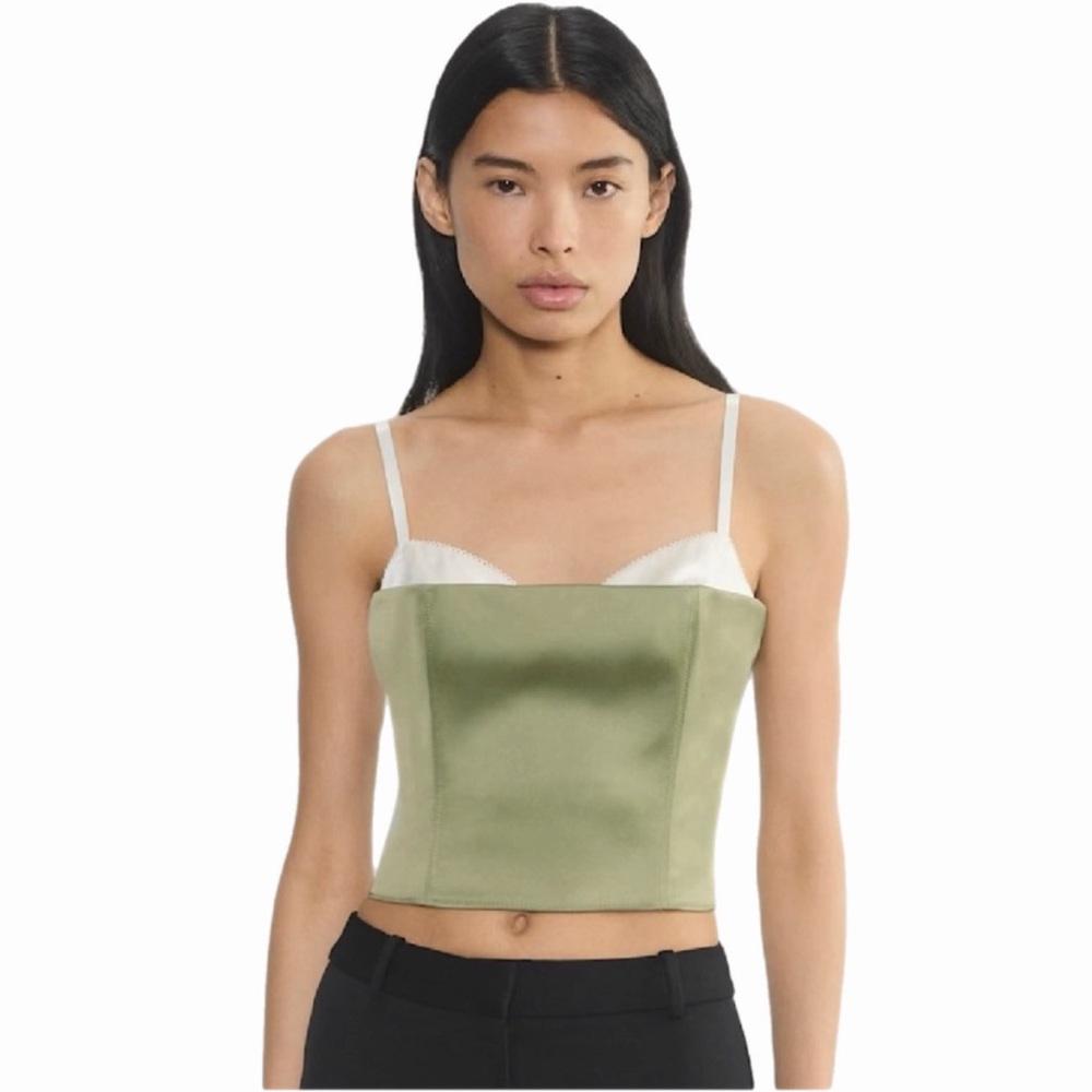Aritzia Hypnotize Satin Bustier Sage Green